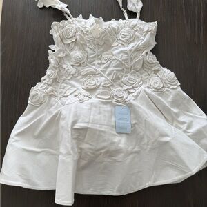 BHLDN Cream Floral Appliqué Tank